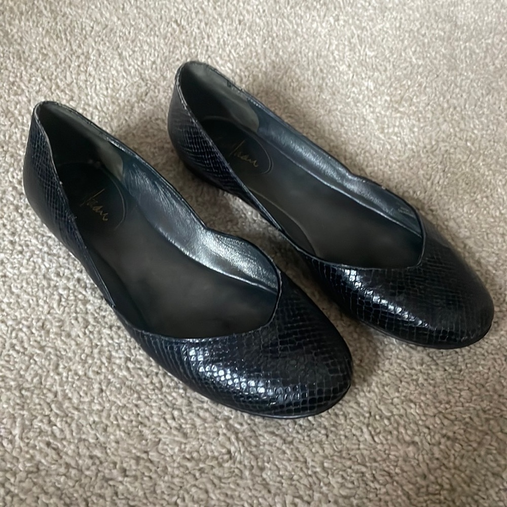 Cole Haan Nike Air Flats Black Embossed Leather